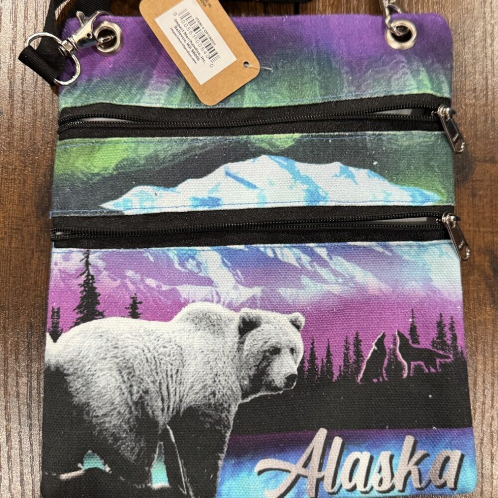 Alaska Outpost Bear/Moose Crossbody Shoulder Messenger Bag Travel ALASKA NWT​